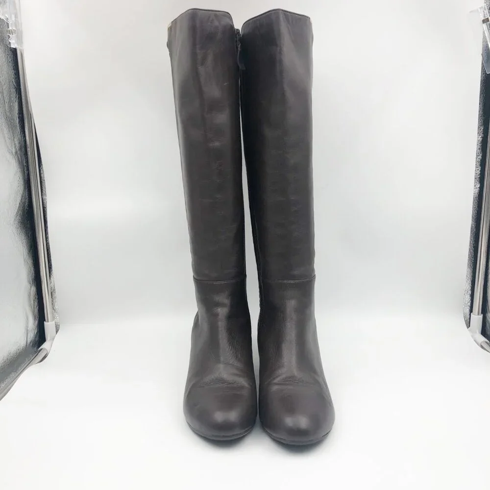COLE HAAN Rockland Brown Leather Knee-High Riding Boots Womens 7